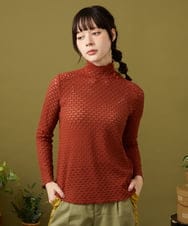 GJKJB41140 Jocomomola(ホコモモラ) アイレットレースカットソー オレンジ