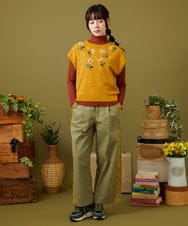 GJKJB41140 Jocomomola(ホコモモラ) アイレットレースカットソー ネイビー