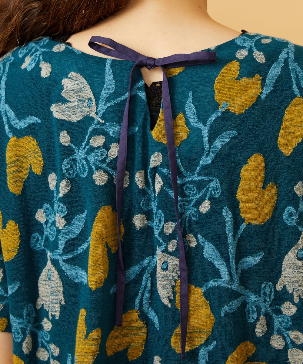 GJKJD01200 Jocomomola(ホコモモラ) 【日本製】Aves ジャカードカットソープルオーバー ブルー