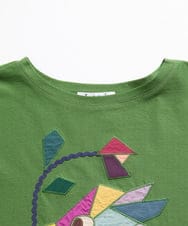 GJKJD02180 Jocomomola(ホコモモラ) 【接触冷感】Aves バードパッチワークカットソー グリーン