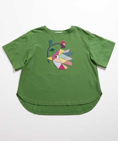 GJKJD02180 Jocomomola 【接触冷感】Aves バードパッチワークカットソー