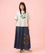 GJKJD02180 Jocomomola(ホコモモラ) 【接触冷感】Aves バードパッチワークカットソー ライトグレー