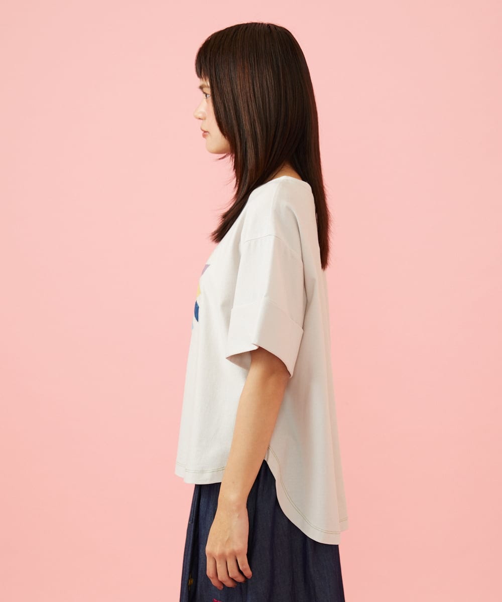 GJKJD02180 Jocomomola(ホコモモラ) 【接触冷感】Aves バードパッチワークカットソー ライトグレー
