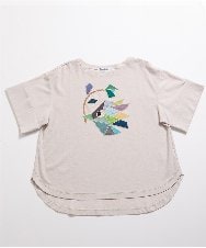 GJKJD02180 Jocomomola(ホコモモラ) 【接触冷感】Aves バードパッチワークカットソー ライトグレー