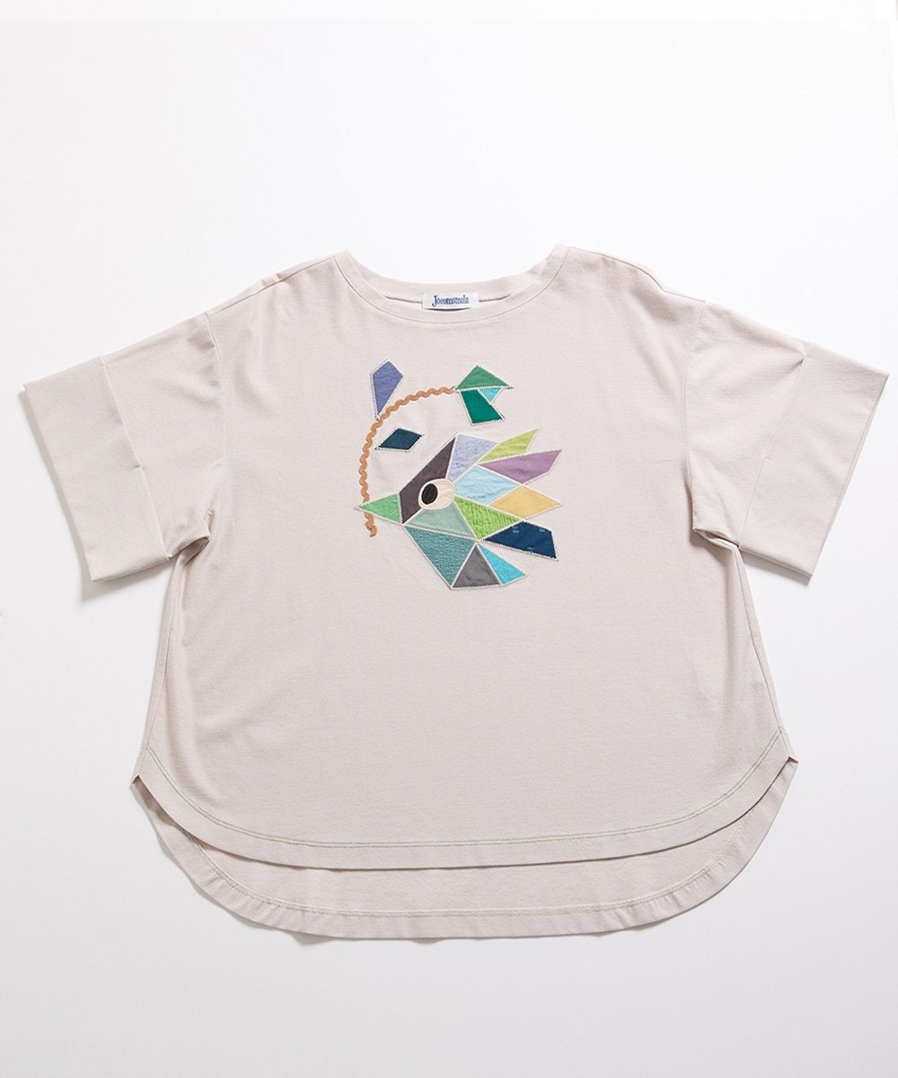 GJKJD02180 Jocomomola(ホコモモラ) 【接触冷感】Aves バードパッチワークカットソー ライトグレー