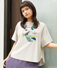 GJKJD02180 Jocomomola(ホコモモラ) 【接触冷感】Aves バードパッチワークカットソー ライトグレー