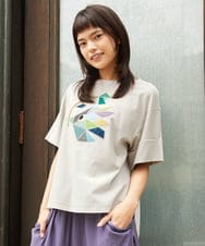 GJKJD02180 Jocomomola(ホコモモラ) 【接触冷感】Aves バードパッチワークカットソー ライトグレー