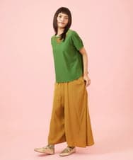GJKJD03160 Jocomomola(ホコモモラ) 【接触冷感】Aves 刺繍カットソー グリーン