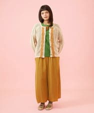 GJKJD03160 Jocomomola(ホコモモラ) 【接触冷感】Aves 刺繍カットソー グリーン
