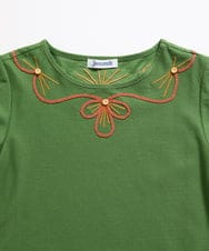 GJKJD03160 Jocomomola(ホコモモラ) 【接触冷感】Aves 刺繍カットソー グリーン