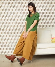 GJKJD03160 Jocomomola(ホコモモラ) 【接触冷感】Aves 刺繍カットソー グリーン