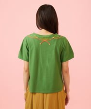 GJKJD03160 Jocomomola(ホコモモラ) 【接触冷感】Aves 刺繍カットソー グリーン