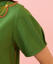 GJKJD03160 Jocomomola(ホコモモラ) 【接触冷感】Aves 刺繍カットソー グリーン