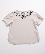 GJKJD03160 Jocomomola(ホコモモラ) 【接触冷感】Aves 刺繍カットソー ライトグレー
