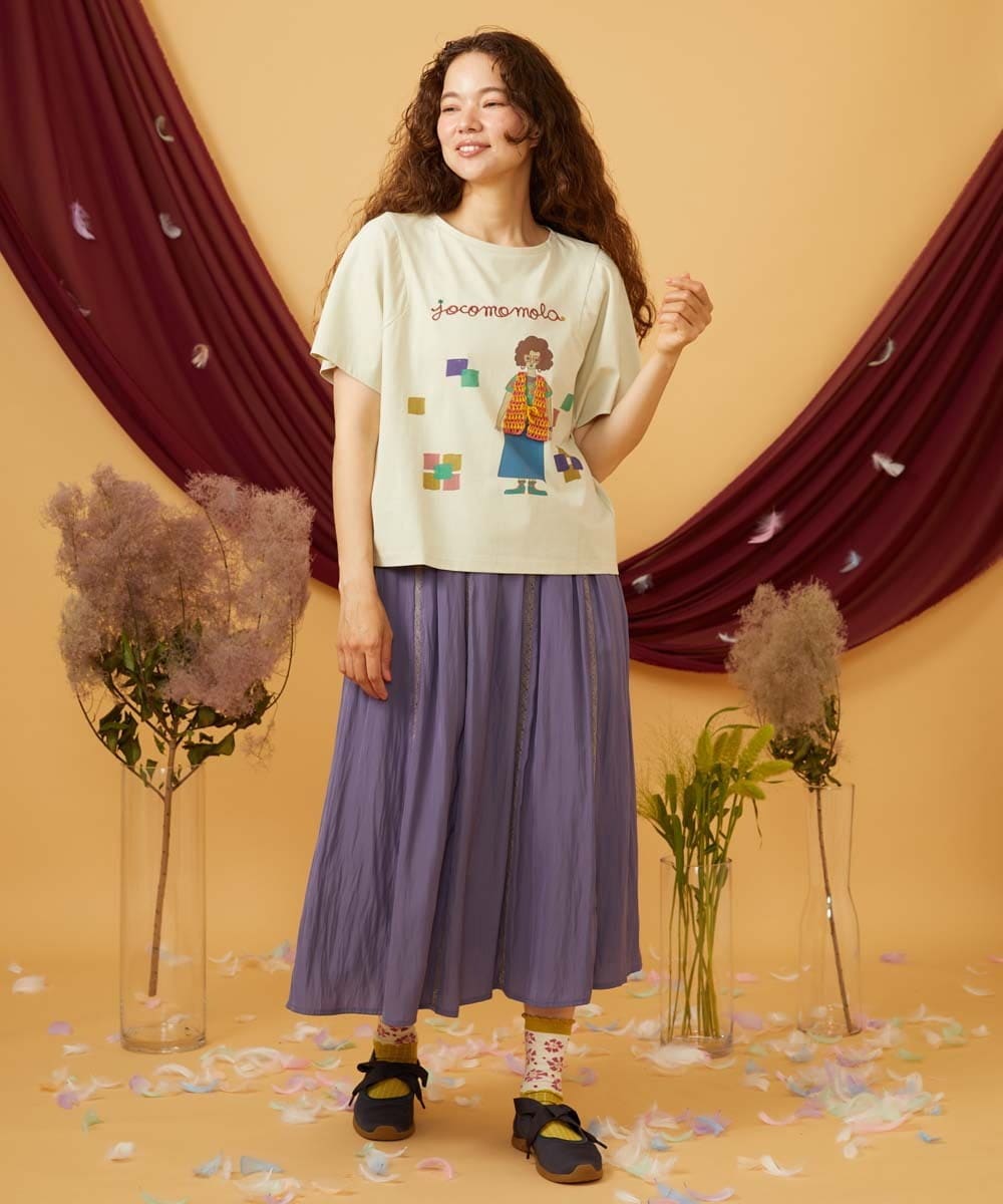 GJKJD33160 Jocomomola(ホコモモラ) 【接触冷感】Amigo ガールプリントTシャツ ライトイエロー