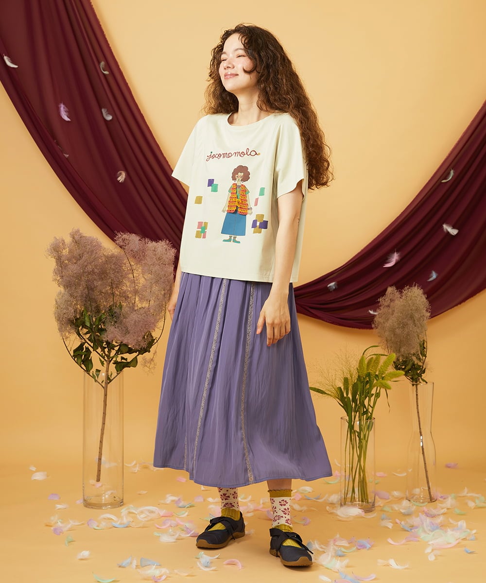 GJKJD33160 Jocomomola(ホコモモラ) 【接触冷感】Amigo ガールプリントTシャツ ライトイエロー