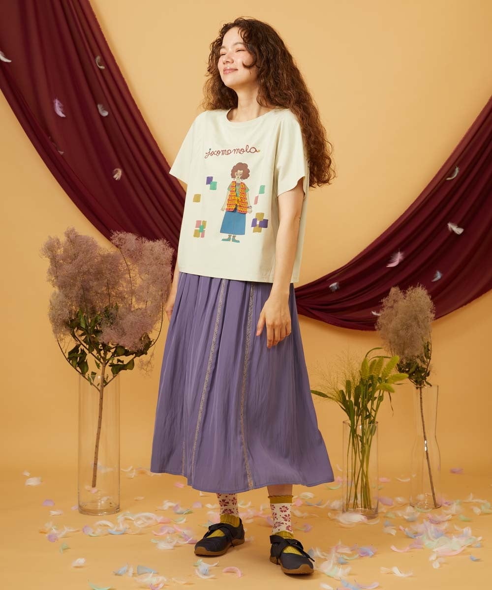 GJKJD33160 Jocomomola(ホコモモラ) 【接触冷感】Amigo ガールプリントTシャツ ライトイエロー