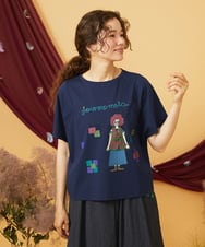 GJKJD33160 Jocomomola(ホコモモラ) 【接触冷感】Amigo ガールプリントTシャツ ネイビー