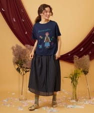 GJKJD33160 Jocomomola(ホコモモラ) 【接触冷感】Amigo ガールプリントTシャツ ネイビー