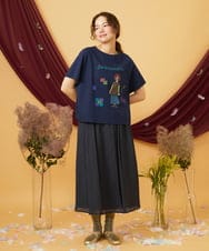 GJKJD33160 Jocomomola(ホコモモラ) 【接触冷感】Amigo ガールプリントTシャツ ネイビー
