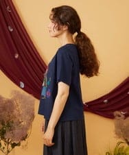 GJKJD33160 Jocomomola(ホコモモラ) 【接触冷感】Amigo ガールプリントTシャツ ネイビー