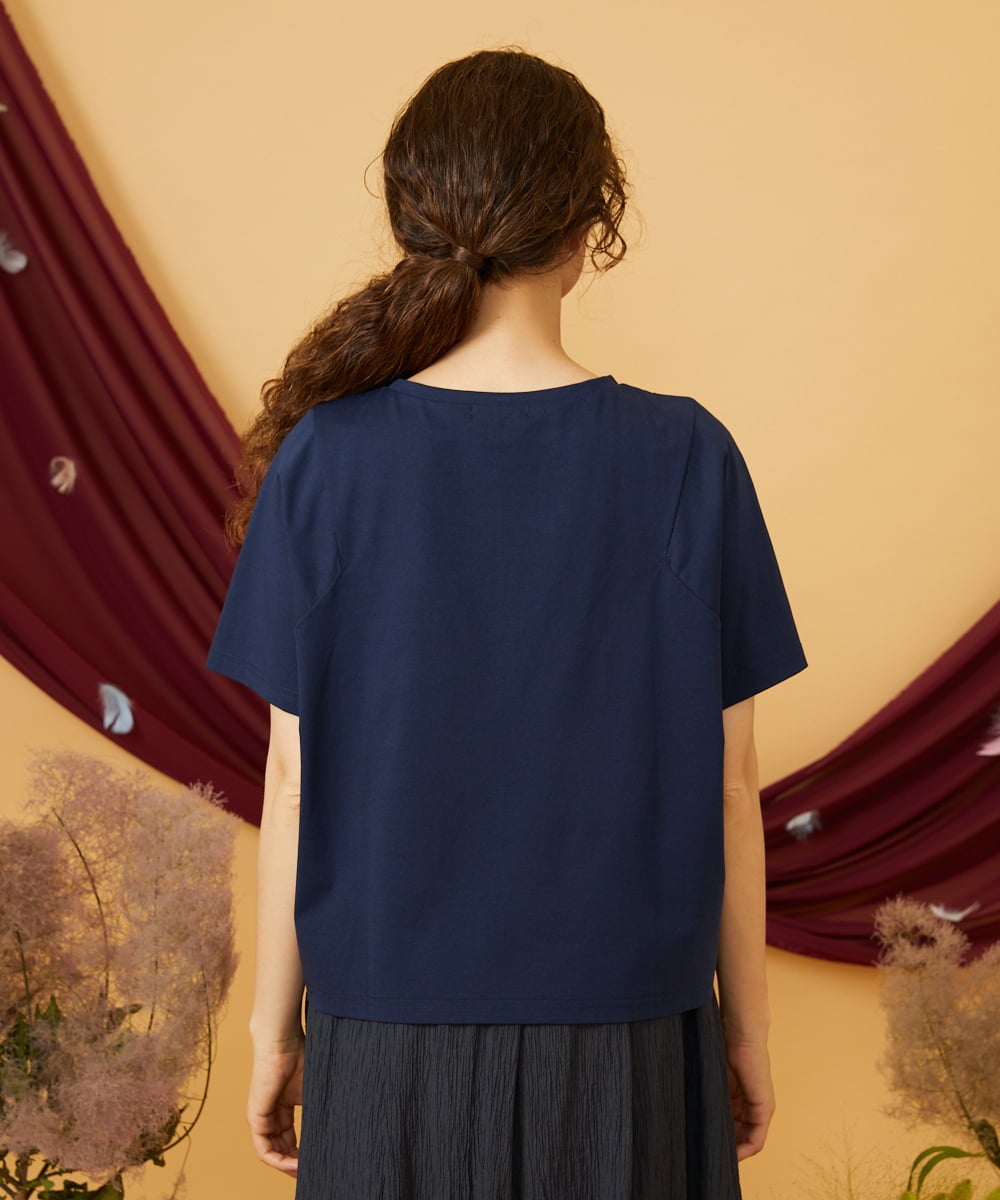 GJKJD33160 Jocomomola(ホコモモラ) 【接触冷感】Amigo ガールプリントTシャツ ネイビー