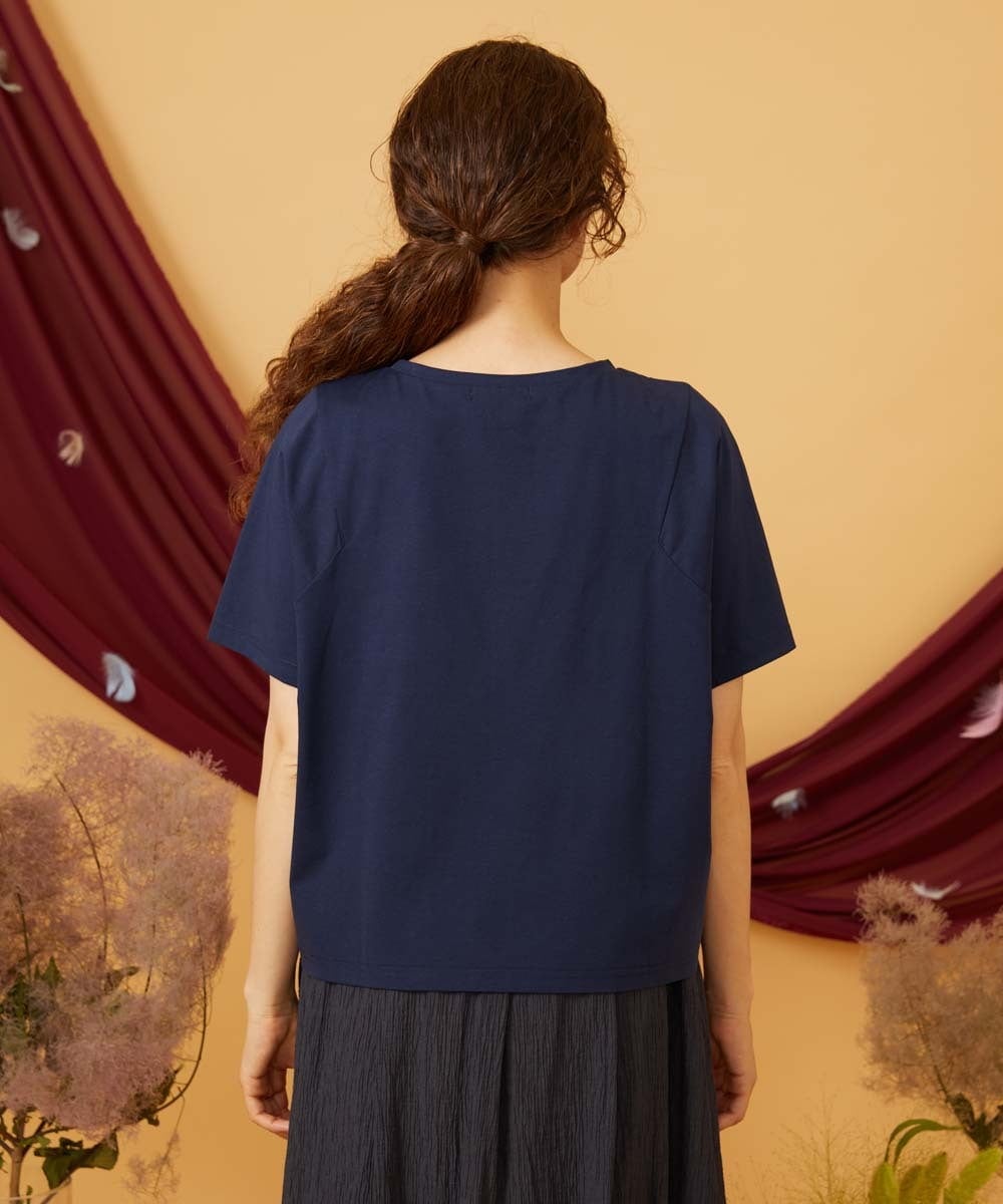 GJKJD33160 Jocomomola(ホコモモラ) 【接触冷感】Amigo ガールプリントTシャツ ネイビー