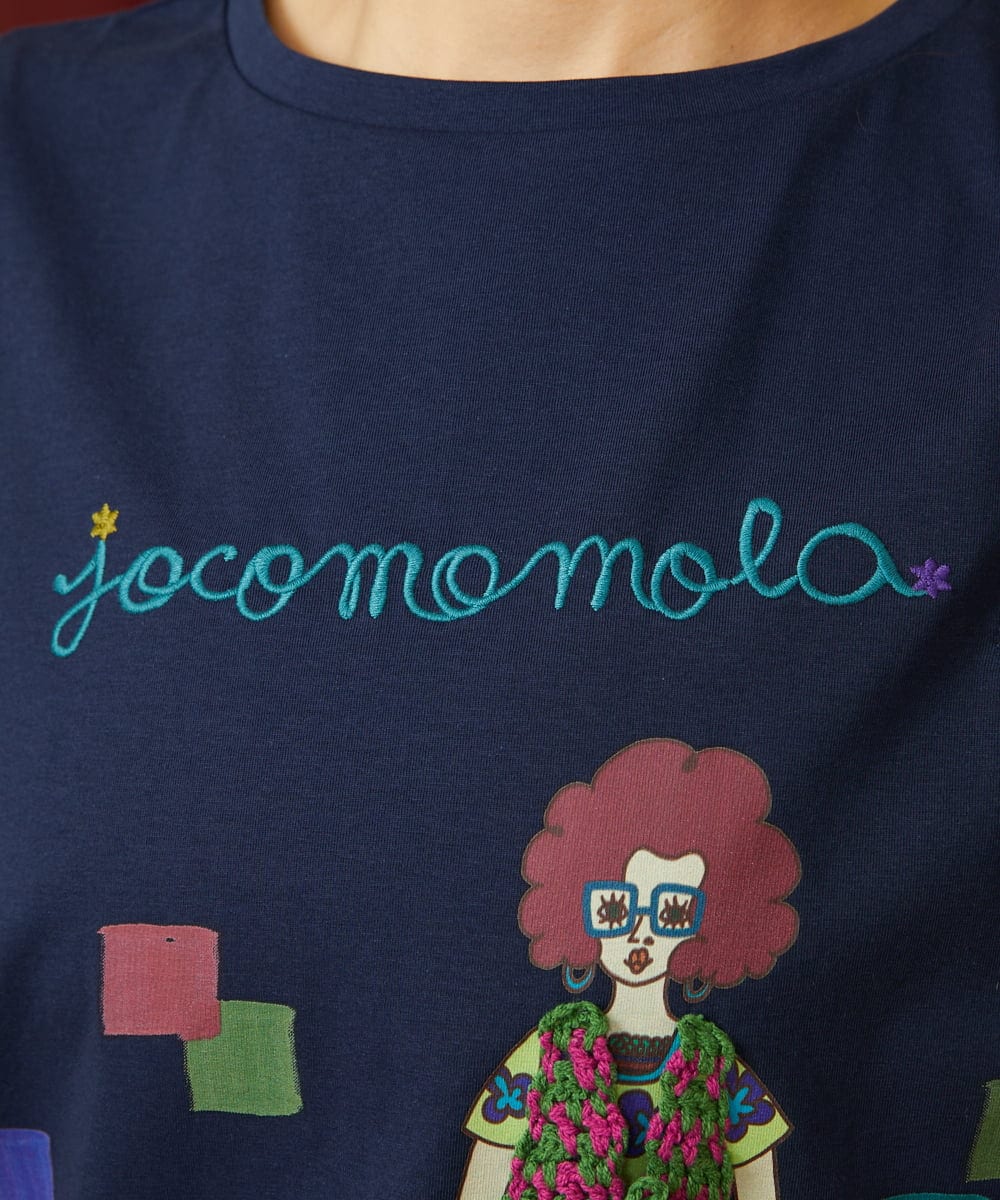 GJKJD33160 Jocomomola(ホコモモラ) 【接触冷感】Amigo ガールプリントTシャツ ネイビー