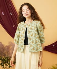 GJKJD34200 Jocomomola(ホコモモラ) 【2WAY】Sacudida フラワーコード刺繍カットソー グリーン