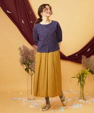 GJKJD34200 Jocomomola(ホコモモラ) 【2WAY】Sacudida フラワーコード刺繍カットソー ネイビー