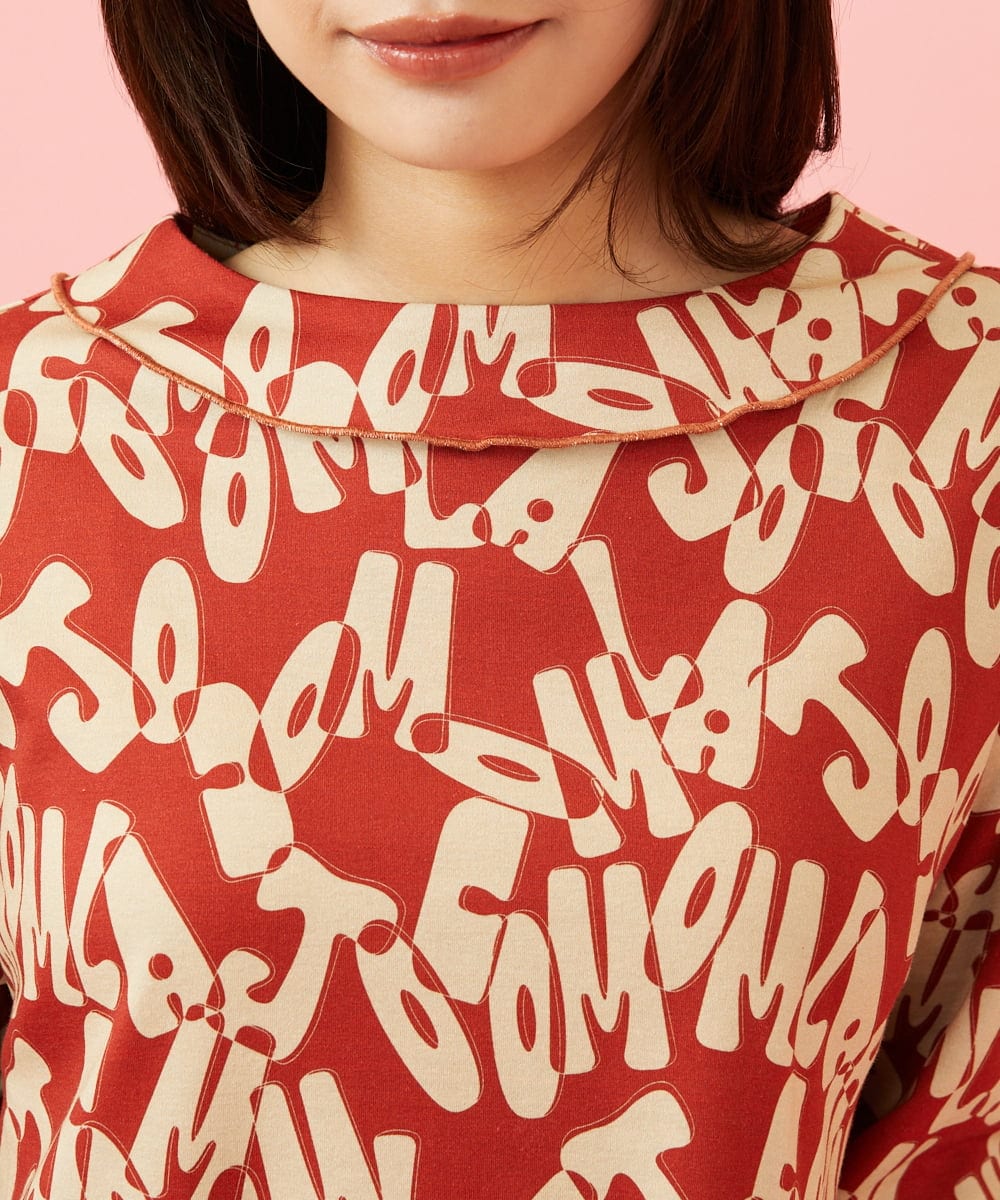 GJKJE04200 Jocomomola(ホコモモラ) Firma 総柄ドロストカットソー レッド