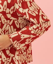 GJKJE04200 Jocomomola(ホコモモラ) Firma 総柄ドロストカットソー レッド