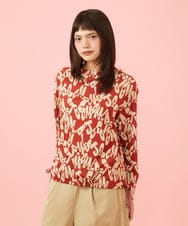 GJKJE04200 Jocomomola(ホコモモラ) Firma 総柄ドロストカットソー レッド