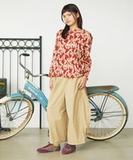GJKJE04200 Jocomomola(ホコモモラ) Firma 総柄ドロストカットソー レッド