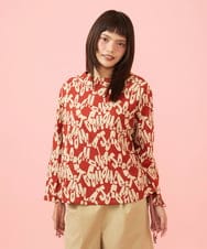 GJKJE04200 Jocomomola(ホコモモラ) Firma 総柄ドロストカットソー レッド