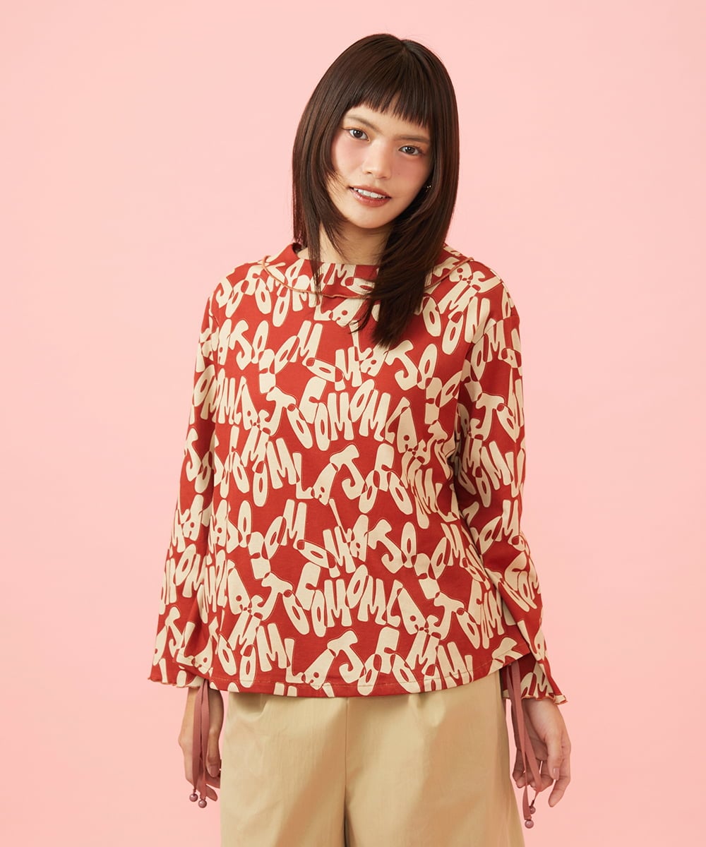 GJKJE04200 Jocomomola(ホコモモラ) Firma 総柄ドロストカットソー レッド