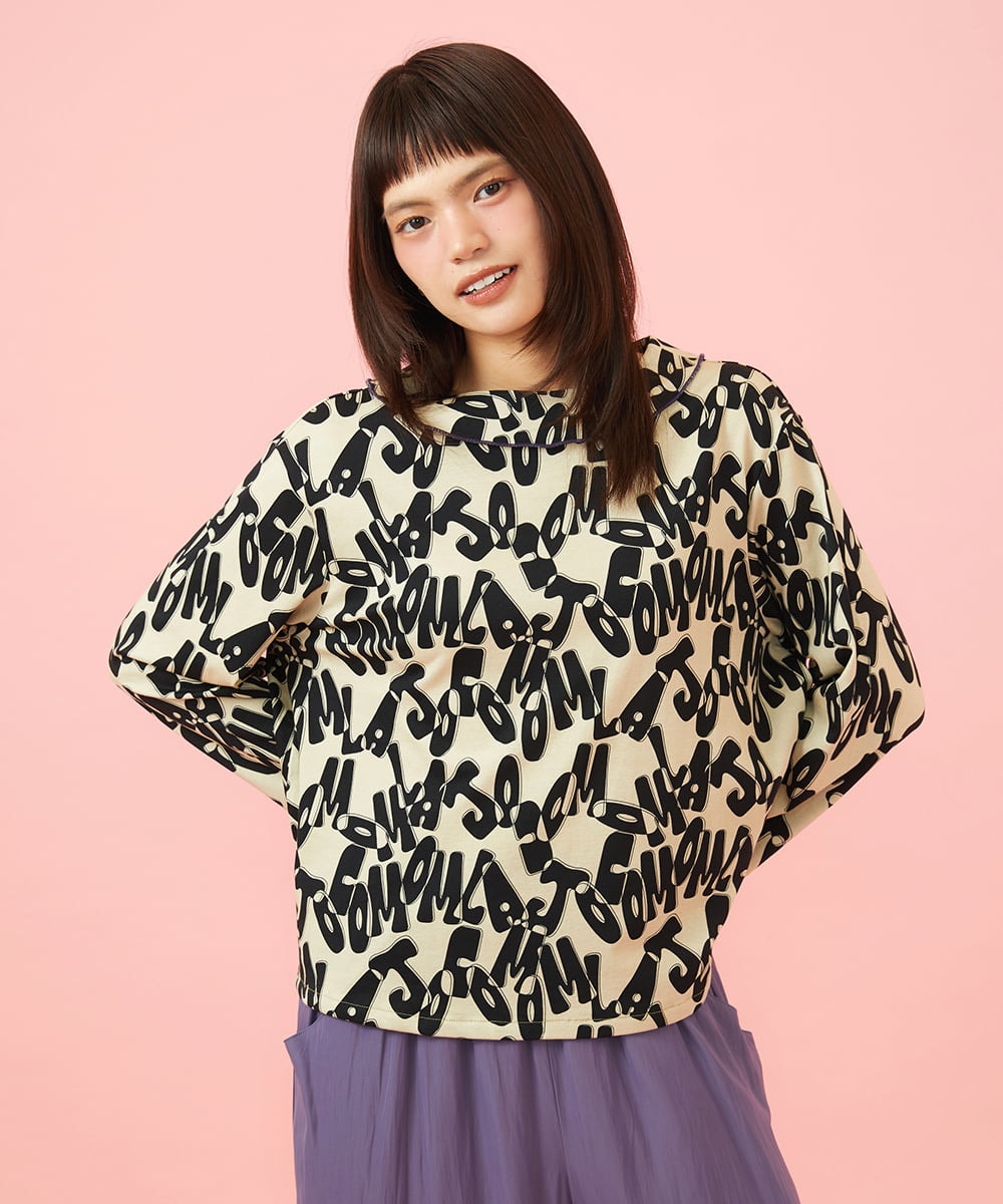 GJKJE04200 Jocomomola(ホコモモラ) Firma 総柄ドロストカットソー ベージュ