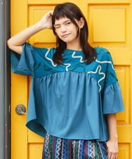 GJKJE36170 Jocomomola(ホコモモラ) Arte Libre ドッキングカットソー ブルー