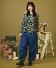 GJKJE37200 Jocomomola(ホコモモラ) 【日本製】Estampa フラワーモチーフジャカードカットソー グリーン