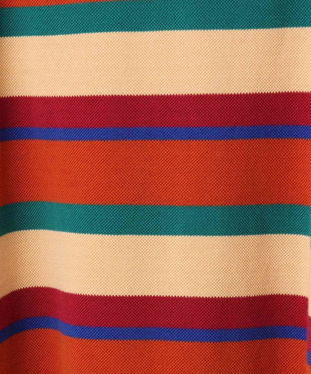 GJKJE38160 Jocomomola(ホコモモラ) Raya ancha ボーダーカットソープルオーバー オレンジ×ベージュ