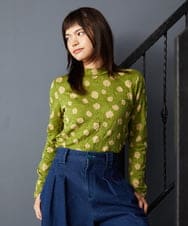 GJKJE39150 Jocomomola(ホコモモラ) 【日本製】配色ドットジャカードカットソー グリーン