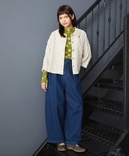GJKJE39150 Jocomomola(ホコモモラ) 【日本製】配色ドットジャカードカットソー グリーン