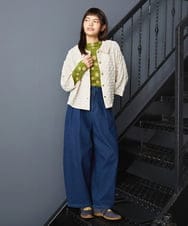 GJKJE39150 Jocomomola(ホコモモラ) 【日本製】配色ドットジャカードカットソー グリーン