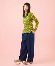 GJKJE39150 Jocomomola(ホコモモラ) 【日本製】配色ドットジャカードカットソー グリーン