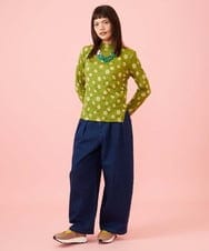 GJKJE39150 Jocomomola(ホコモモラ) 【日本製】配色ドットジャカードカットソー グリーン