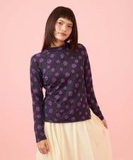 GJKJE39150 Jocomomola(ホコモモラ) 【日本製】配色ドットジャカードカットソー ブラック