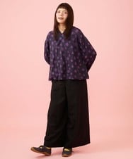GJKJE40180 Jocomomola(ホコモモラ) 【日本製】配色ドットジャカードフード付きカットソー ブラック