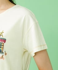 GJKJP05140 Jocomomola(ホコモモラ) Ventana 刺繍Tシャツ アイボリー