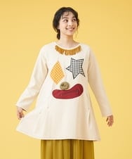 GJKJQ09180 Jocomomola(ホコモモラ) Payaso ピエロアップリケカットソー アイボリー