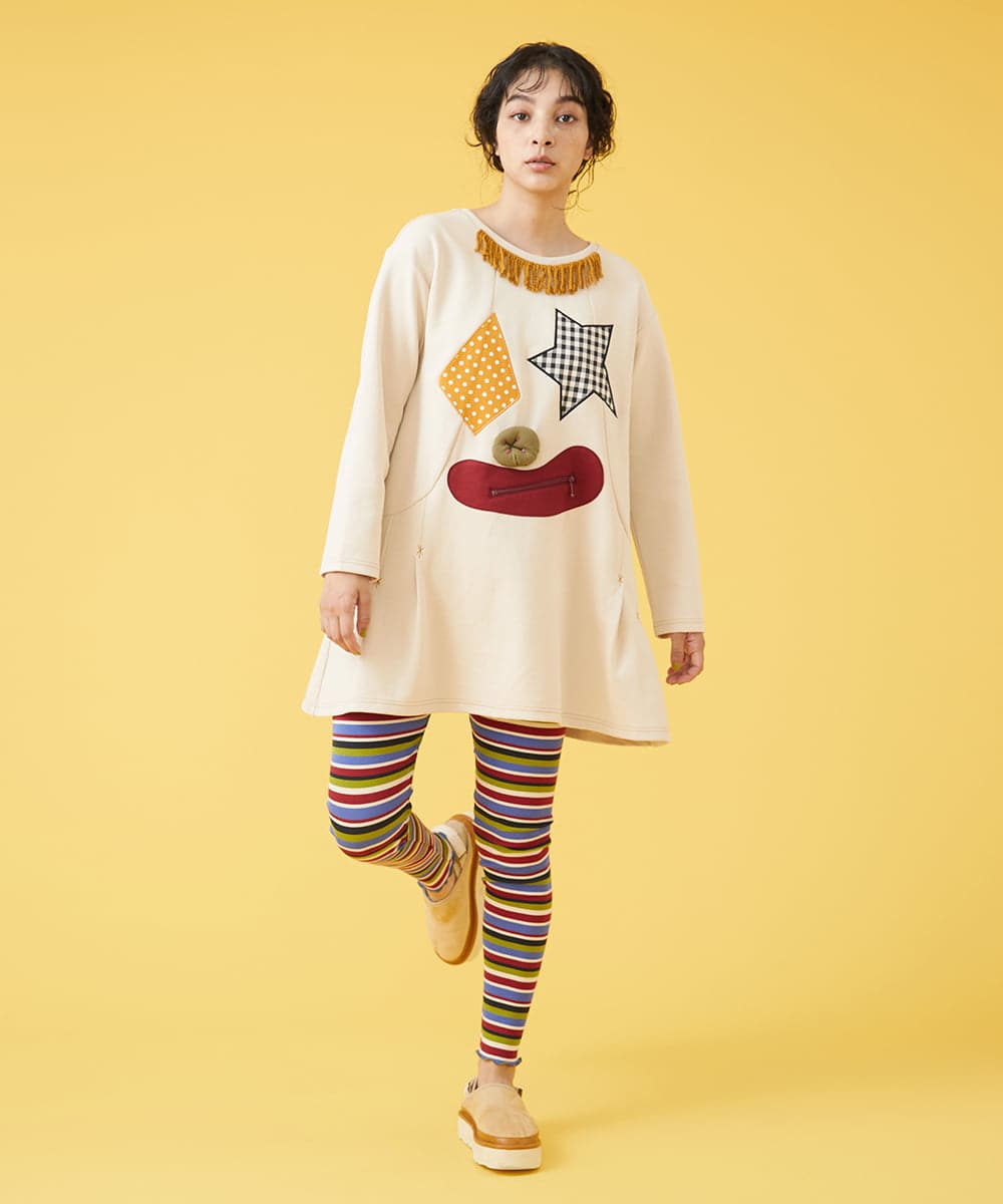 GJKJQ09180 Jocomomola(ホコモモラ) Payaso ピエロアップリケカットソー アイボリー